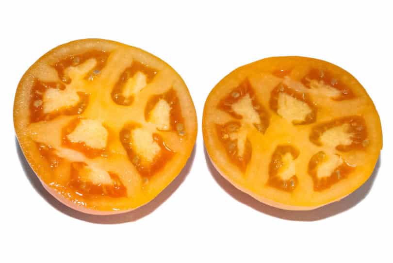 Die orangen Tomaten sind schön saftig und lecker